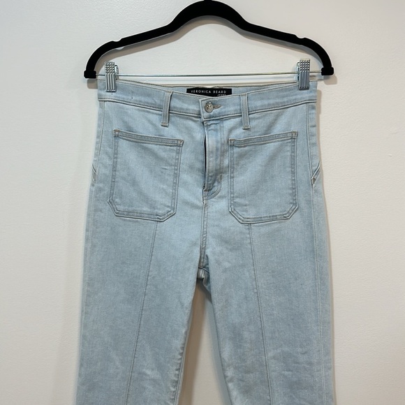 Veronica‎ Beard Womens Carson Ankle Flare Jeans 28 Light Wash High Rise Pocket - Picture 4 of 7